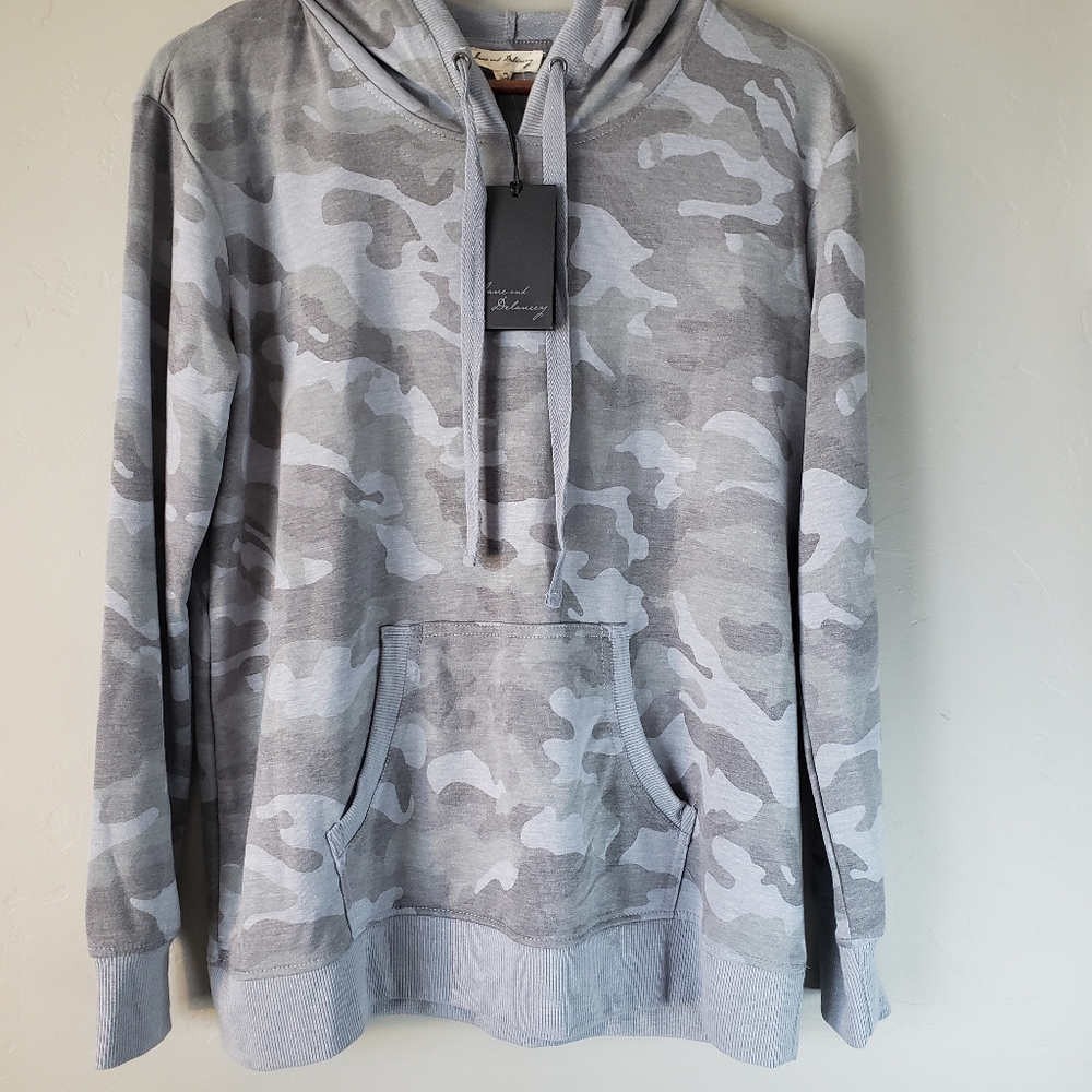 Jane & Delancey camo sweatshirt blueish grayish M hoodie - Picture 5 of 5